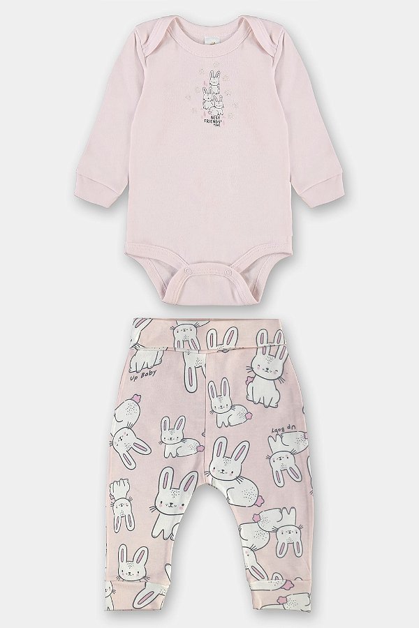 Conjunto Body e Calça em Suedine Coelhinho Up Baby