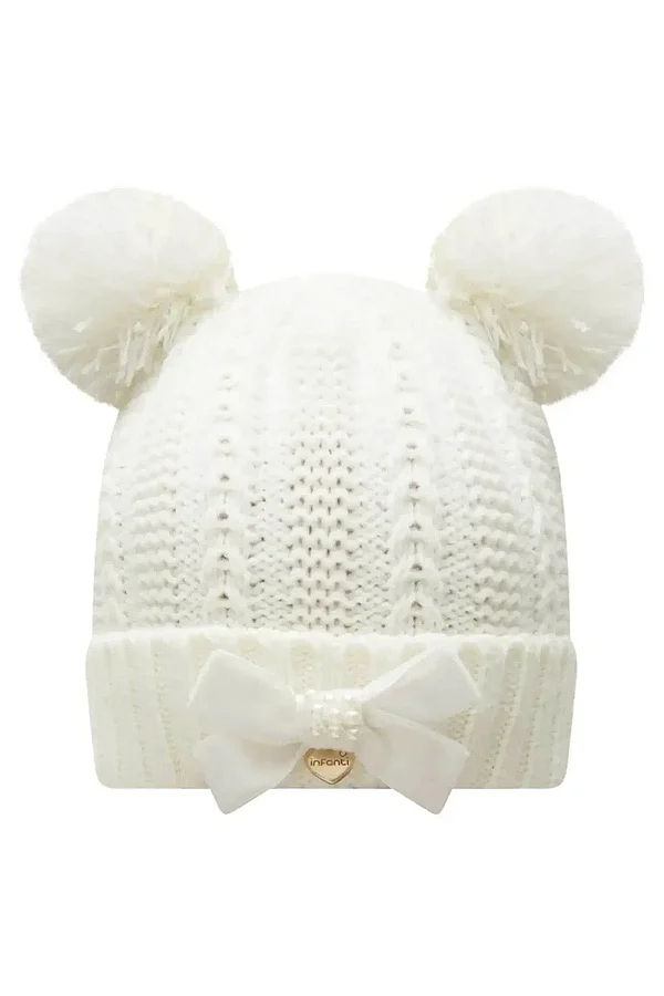 Gorro em Tricot Infanti Bebê Menina P - 6 a 12 Meses