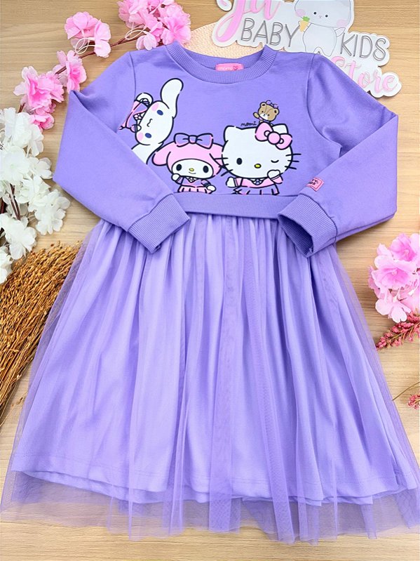 Vestido Infantil com Tule da Hello Kitty Momi