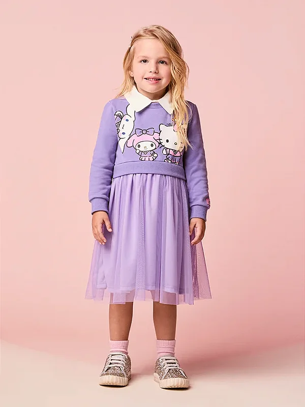 Vestido Infantil com Tule da Hello Kitty Momi