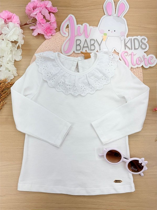 Blusa Manga Longa Branco Up Baby