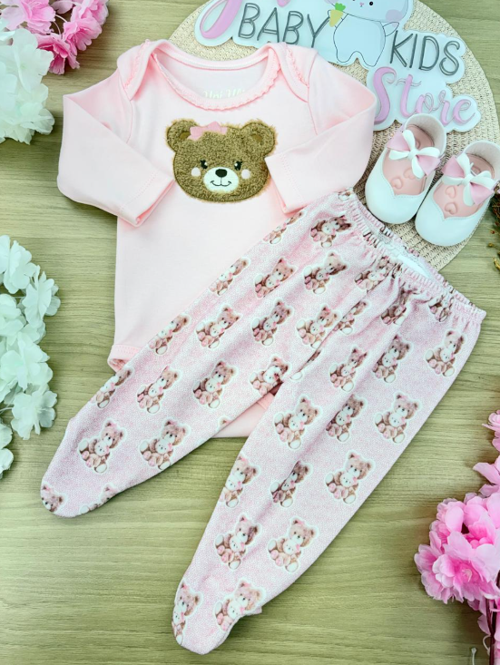 Conjunto Body com Culote Ursinhas Plush Upi Uli Day By Day