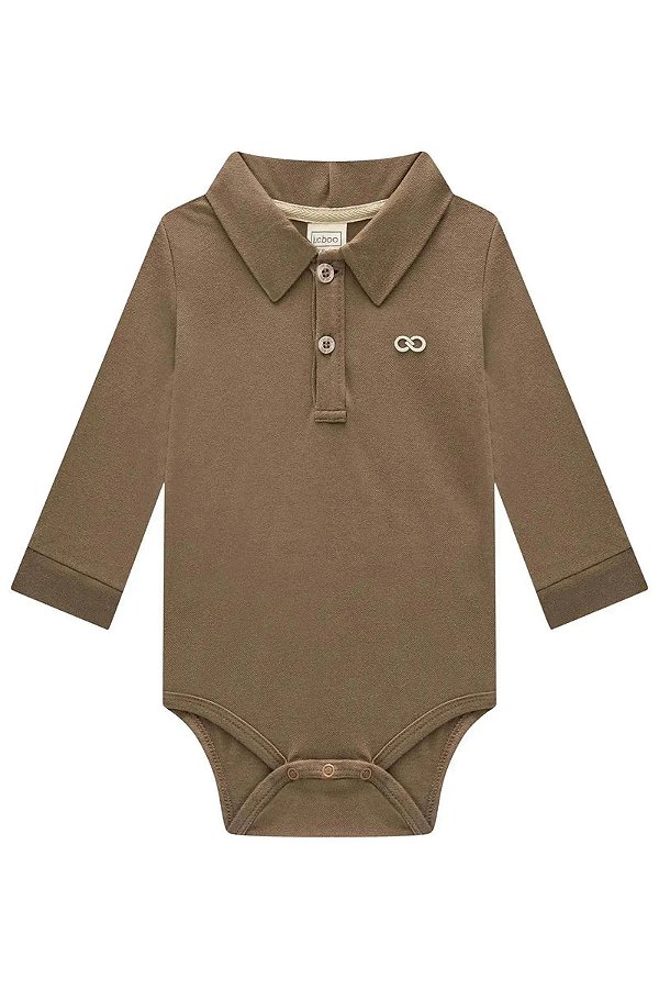 Body Polo em Piquet com Elastano Marrom LucBoo Bebê Menino
