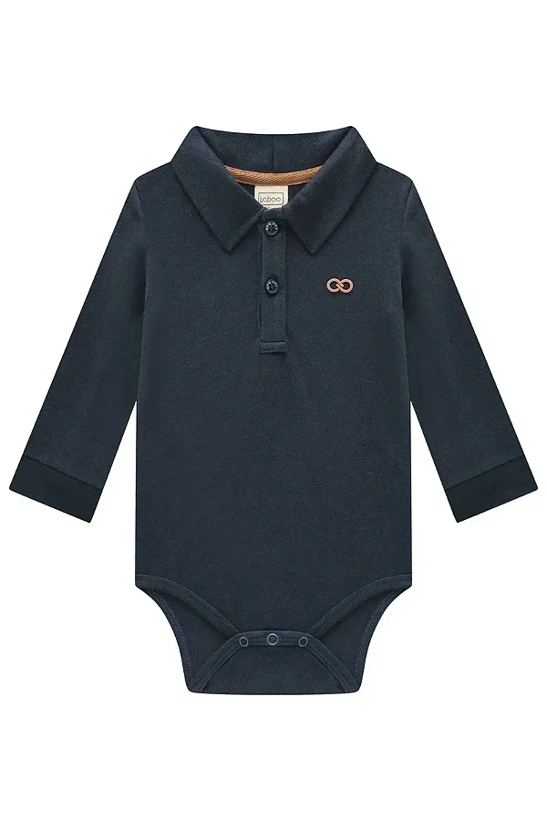 Body Polo em Piquet com Elastano Azul Marinho LucBoo Bebê Menino