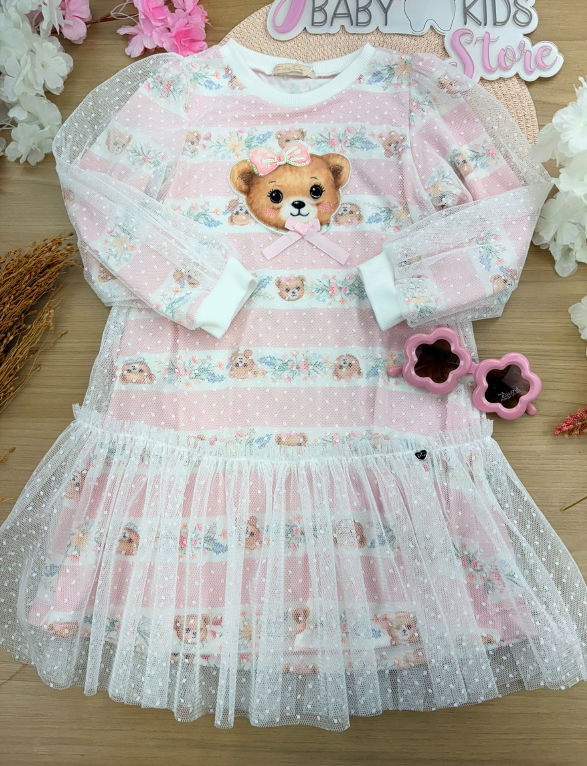 Vestido Ursinho Floquinhos Petit Cherie