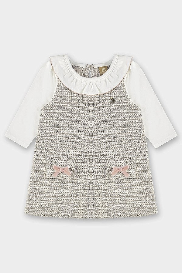 Vestido em Malha Tweed e Suedine Up Baby