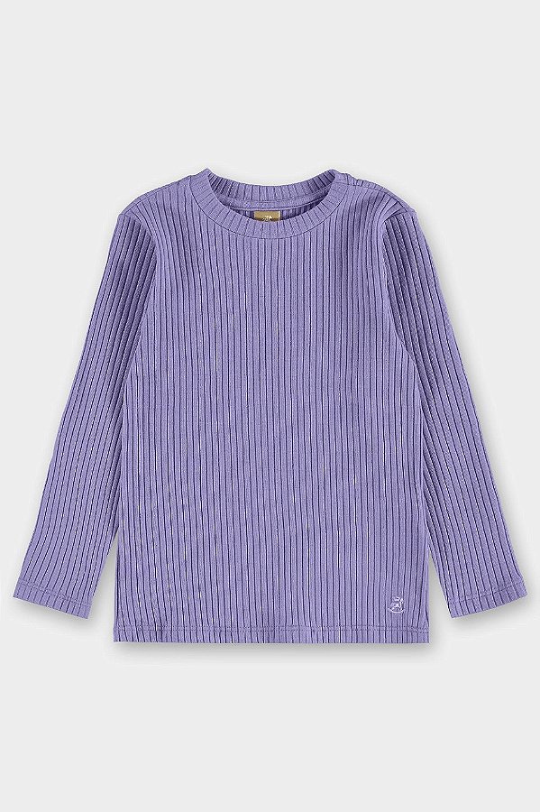 Blusa Manga Longa em Ribana Canelada Lilás Up Baby