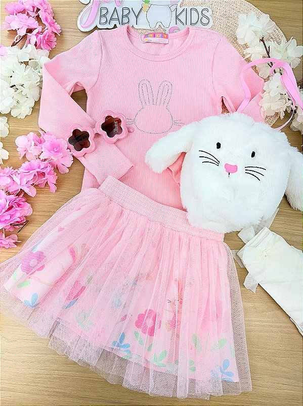 Conjunto Blusa e Saia Coelhinho Mon Sucré