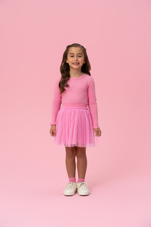 Conjunto Blusa Manga Longa Ribana e Saia Tule Mon Sucré