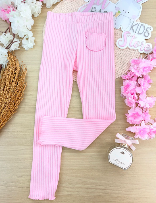 Calça em Ribana Canelada Rosa Up Baby