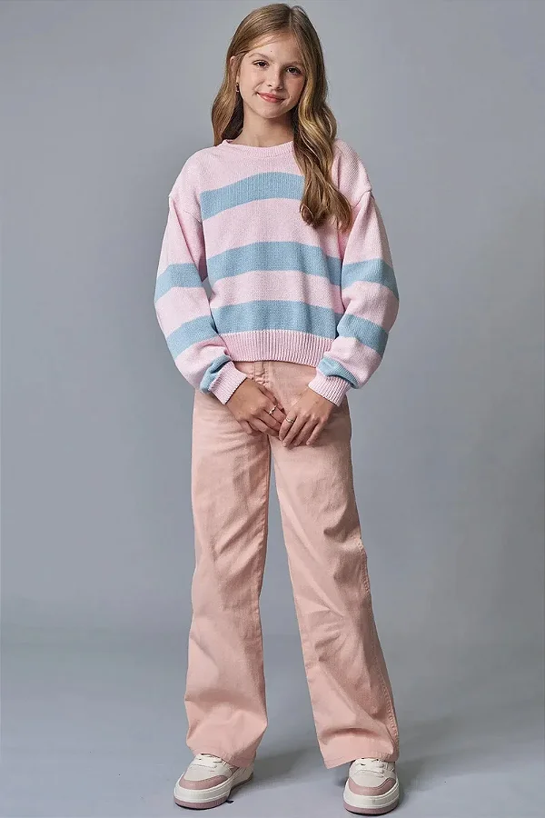 Calça Wide Leg em Sarja com Elastano Lilimoon Teen Menina