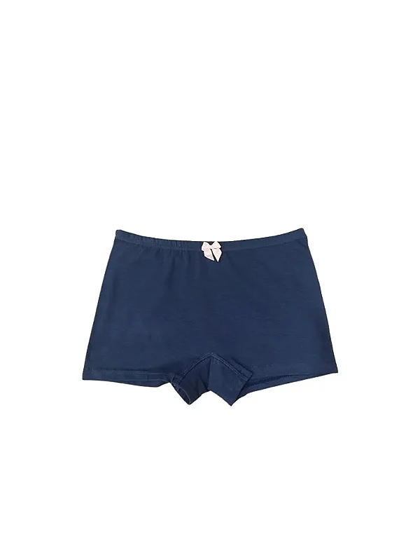 Calcinha Boxer Shortinho Juvenil Cotton, cintura com elástico embutido-Unitária Azul Luna