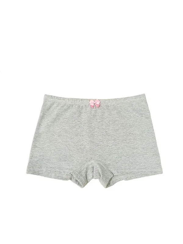 Calcinha Boxer Shortinho Juvenil Cotton, cintura com elástico embutido-Unitária Cinza Luna
