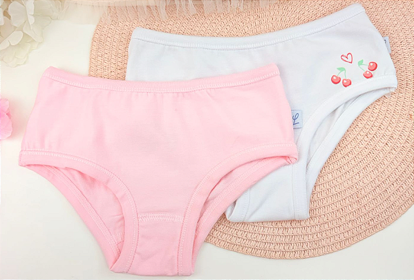 Kit c/ 2 Calcinhas em Cotton com Vies na Perna e na Cintura Luna