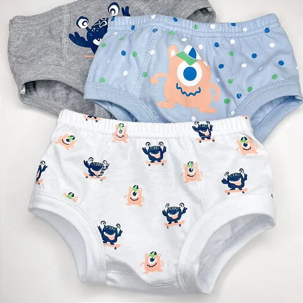 Kit c/ 3 Cuecas Tapa Fralda para Menino - 100% Algodão