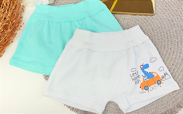 Kit c/ 2 Cuecas Boxer Menino Infantil em Cotton Light 95% Algodão