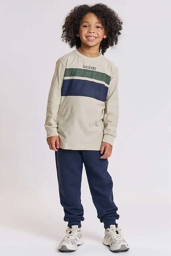 Calça Jogger em Moletom sem Pelúcia LucBoo Infantil Menino