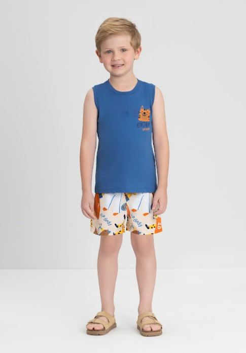 Conjunto Regata Malha e Short Microfibra Up Baby
