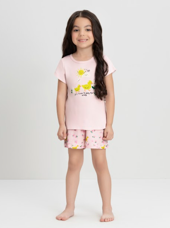 Pijama Blusa e Short em Suedine Patinhos Up Baby