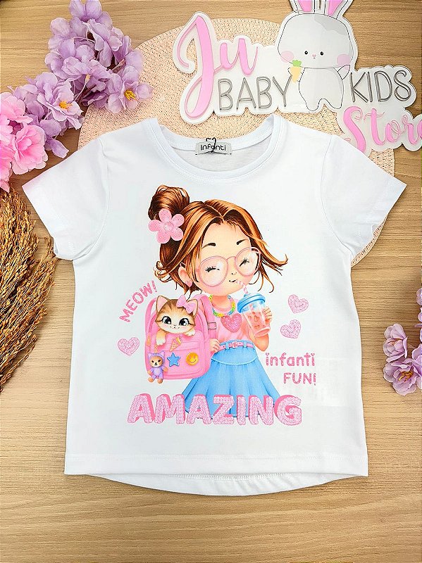 Blusa em Meia Malha Branca Infanti