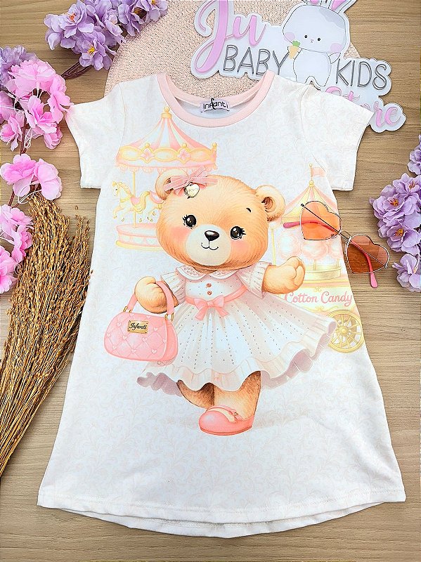 Vestido em Molecotton Ursinha Infanti