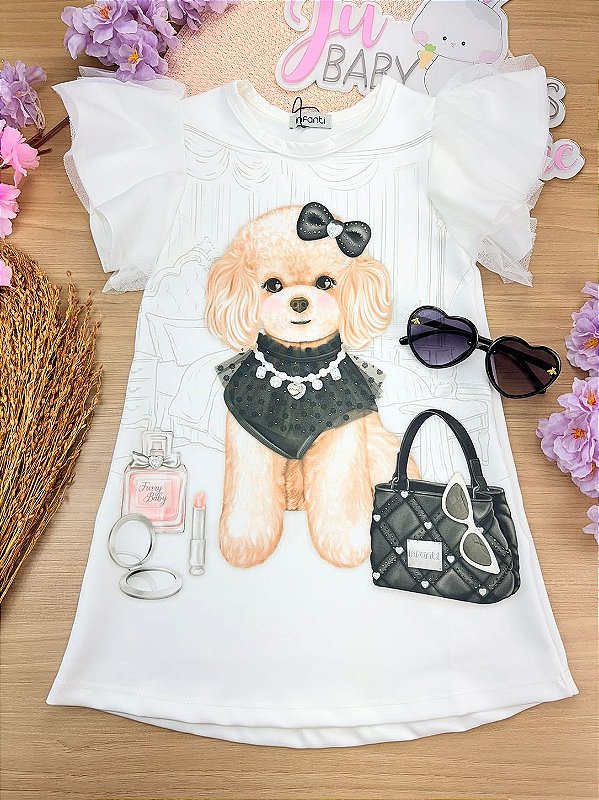 Vestido em Fly Tech Cachorrinha Infanti