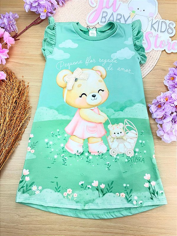 Vestido em Meia Malha Verde Infanti