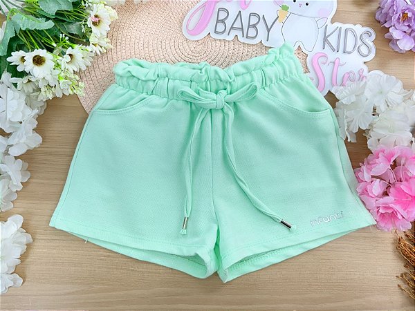 Shorts em Moletom sem Pelúcia Verde Infanti