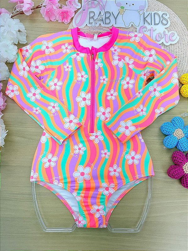 Maiô em Malha UV Dry com Proteção UV 50+ Infanti Infantil Menina