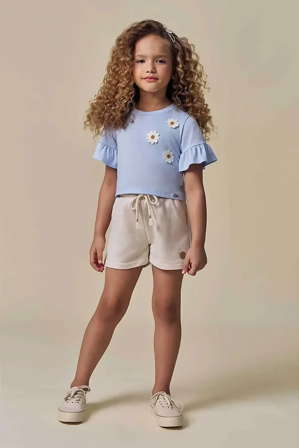 Shorts em Moletom sem Pelúcia Infanti Infantil Menina