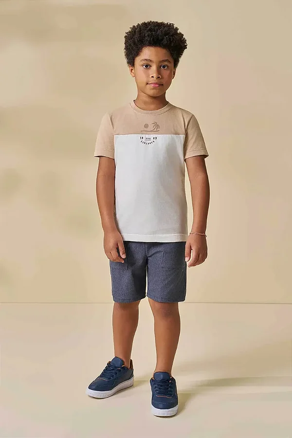 Bermuda em Cotton Jeans com Elastano LucBoo Infantil Menino