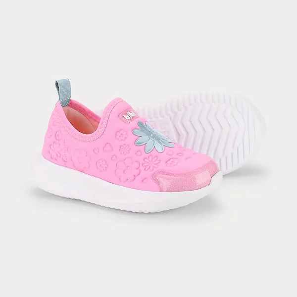 Tênis Infantil Bibi Flash Rosa com Flores