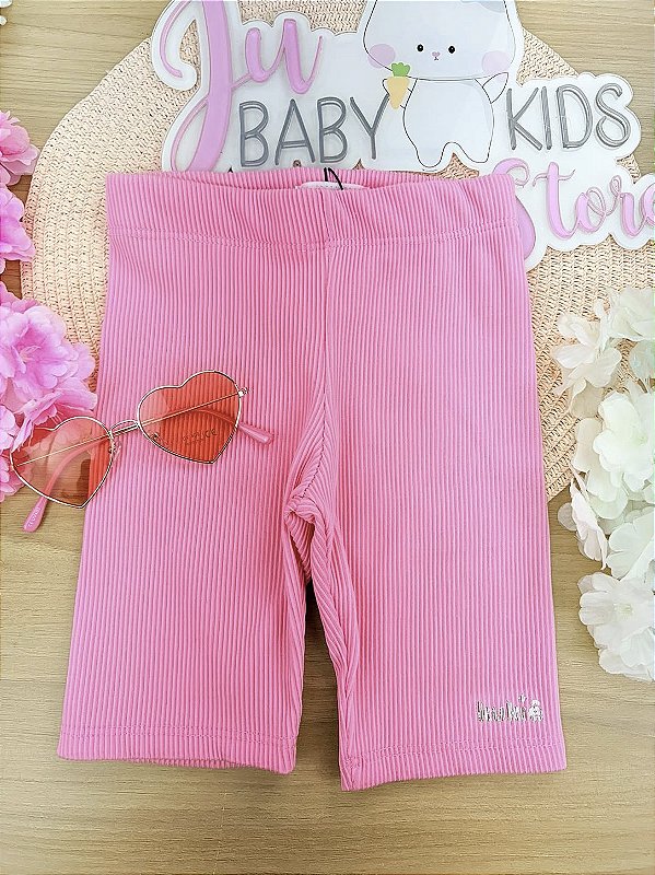 Bermuda Biker em Soft Line Rosa Kukiê Infantil Menina