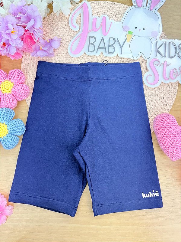 Bermuda Biker em Cotton Azul Marinho Kukiê