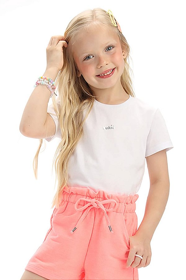 Blusa em Cotton Off White Kukiê Infantil Menina