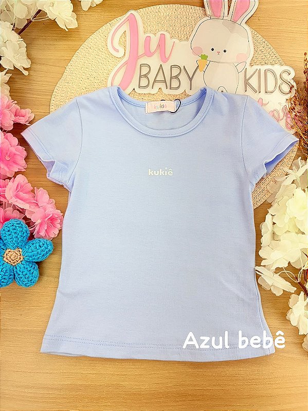 Blusa em Cotton Azul Kukiê Infantil Menina