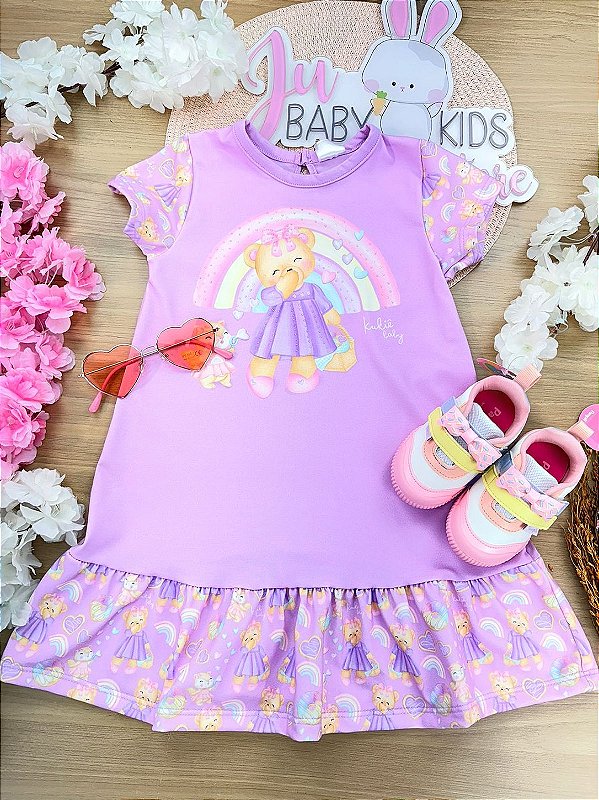 Vestido em Cotton e Malha Power Kukiê Bebê Menina
