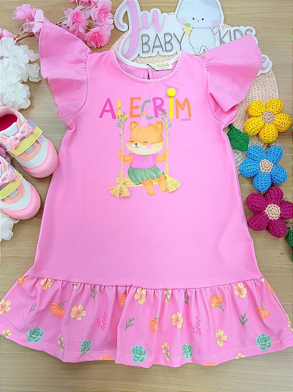 Vestido em Cotton Kukiê Bebê Menina