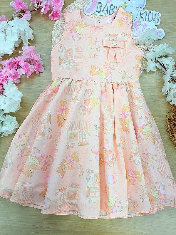 Vestido em Light Peach Kukiê Infantil Menina