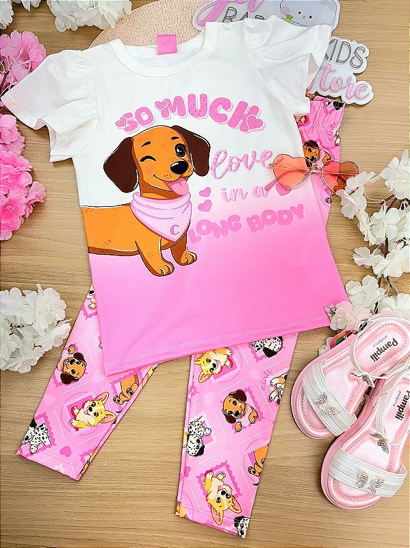 Conjunto de Blusa Alongada e Legging Cachorrinho em Fly Tech Cinti