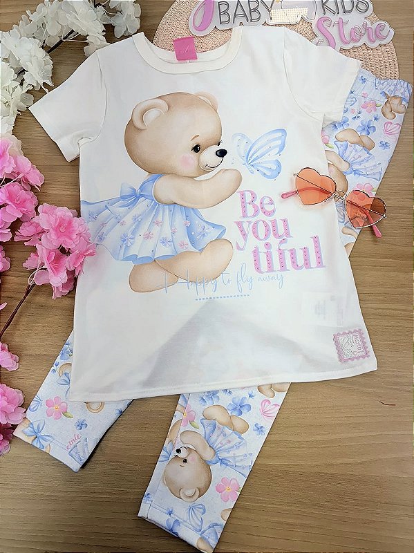 CONJ BLUSA E LEGGING / NATURAL/AZ PORCELANA Cinti