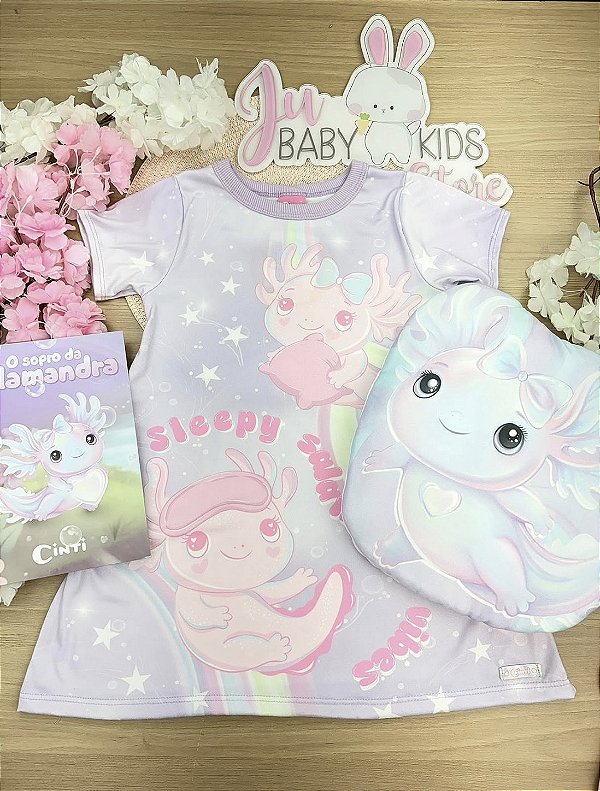 Pijama Camisola e Almofada + Livro Cinti