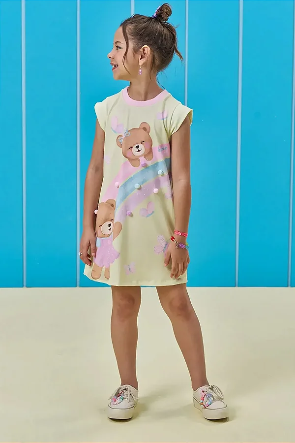 Vestido em Molecotton Kukiê Infantil Menina