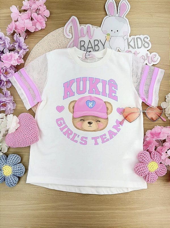 Blusa em Meia Malha e Tela Kukiê Infantil Menina
