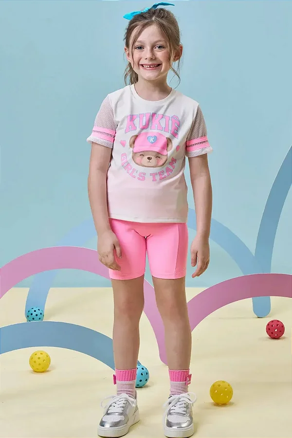 Bermuda Biker em Poliamida Kukiê Infantil Menina