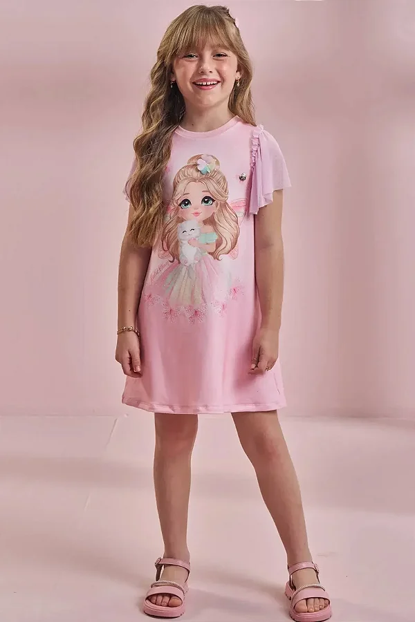 Vestido em Molecotton Kukiê Infantil Menina