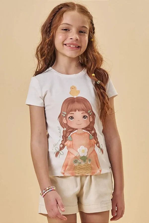 Blusa em Cotton Kukiê Infantil Menina
