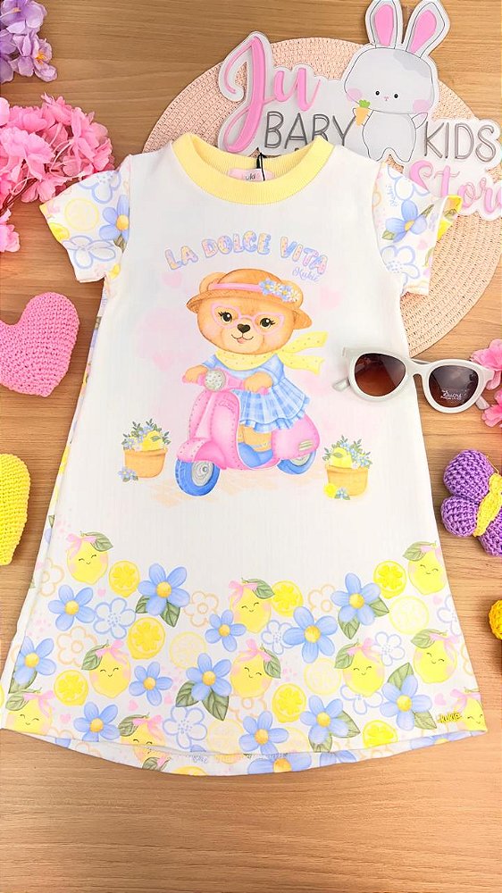 Vestido em Molecotton Kukiê Infantil Menina