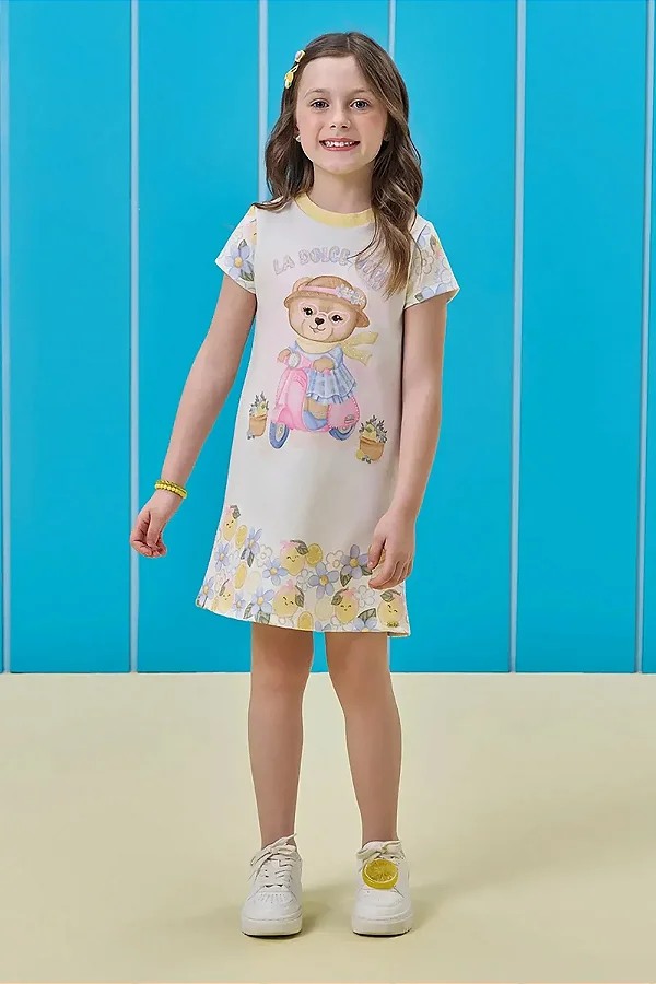Vestido em Molecotton Kukiê Infantil Menina