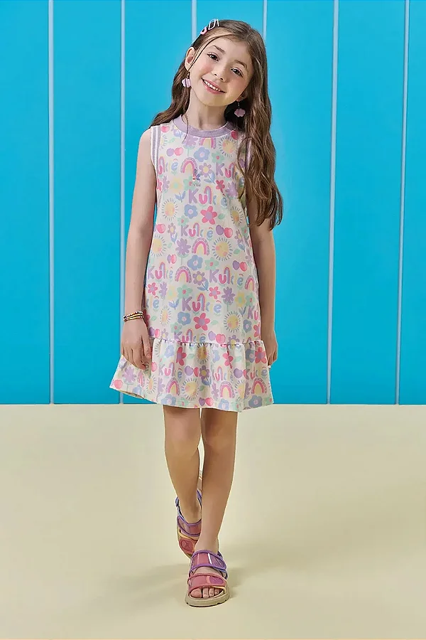 Vestido em Molecotton Kukiê Infantil Menina